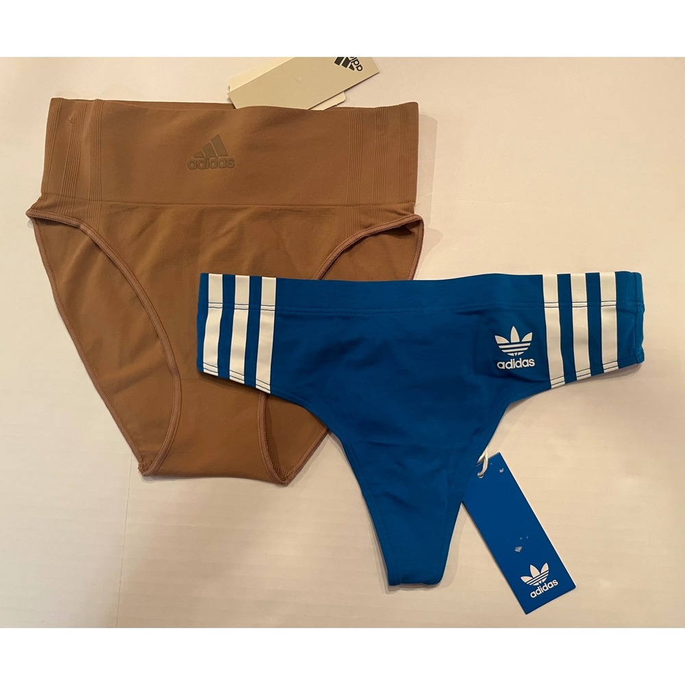 Adidas 2 Pair Panties‎ Underwear One Brief and One Wide Side Thong Size XS
